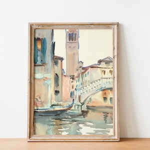 Venice Watercolor, Watercolor Painting, Venice Landscape, Italy Painting Print, Grand Canal Art / P840