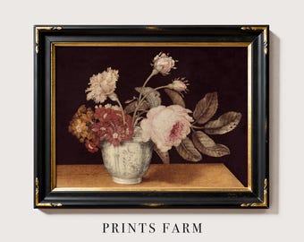 Roses Still Life Print, Flowers Painting, Vintage Floral Art / P461