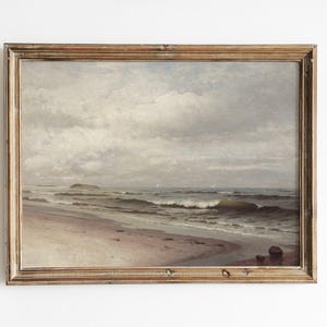 Seascape Painting, Seascape Art, Seascape Print, Vintage Painting, Coastal Decor, Mailed Print / P516