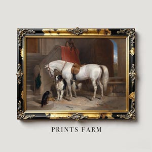 Horse and Dog Print, Equestrian Wall Art, Farmhouse Decor / P118