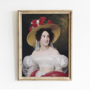 Woman Painting, Vintage Woman Portrait, Female Portrait, Antique Oil Painting, French Country Decor / P626
