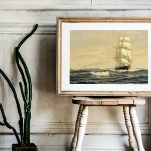 Sailing Ship Print, Seascape Painting, Nautical Decor / P406 image 7