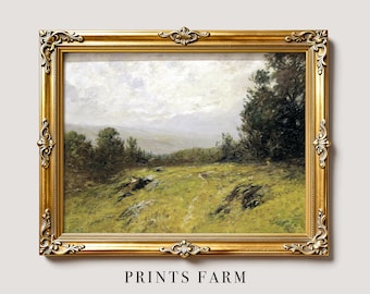 Impression de campagne, peinture de forêt vintage, art mural rustique / P467