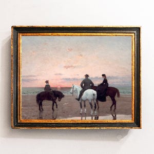 Equestrian Painting, Beach Horses Print, Horse Painting, Equestrian Art / P728