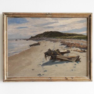 Seascape Painting, Beach Landscape, Seascape Decor, Coastal Print, Vintage Print / P109
