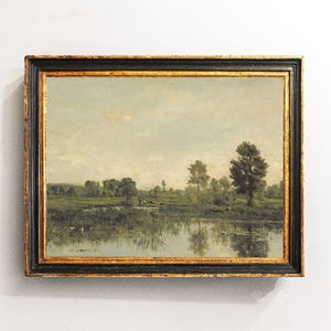 Meadow Painting, River Landscape Print, Countryside Decor / P329