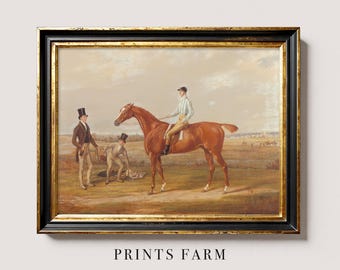 Vintage Horse Painting, Equestrian Print, Rustic Wall Art / P474