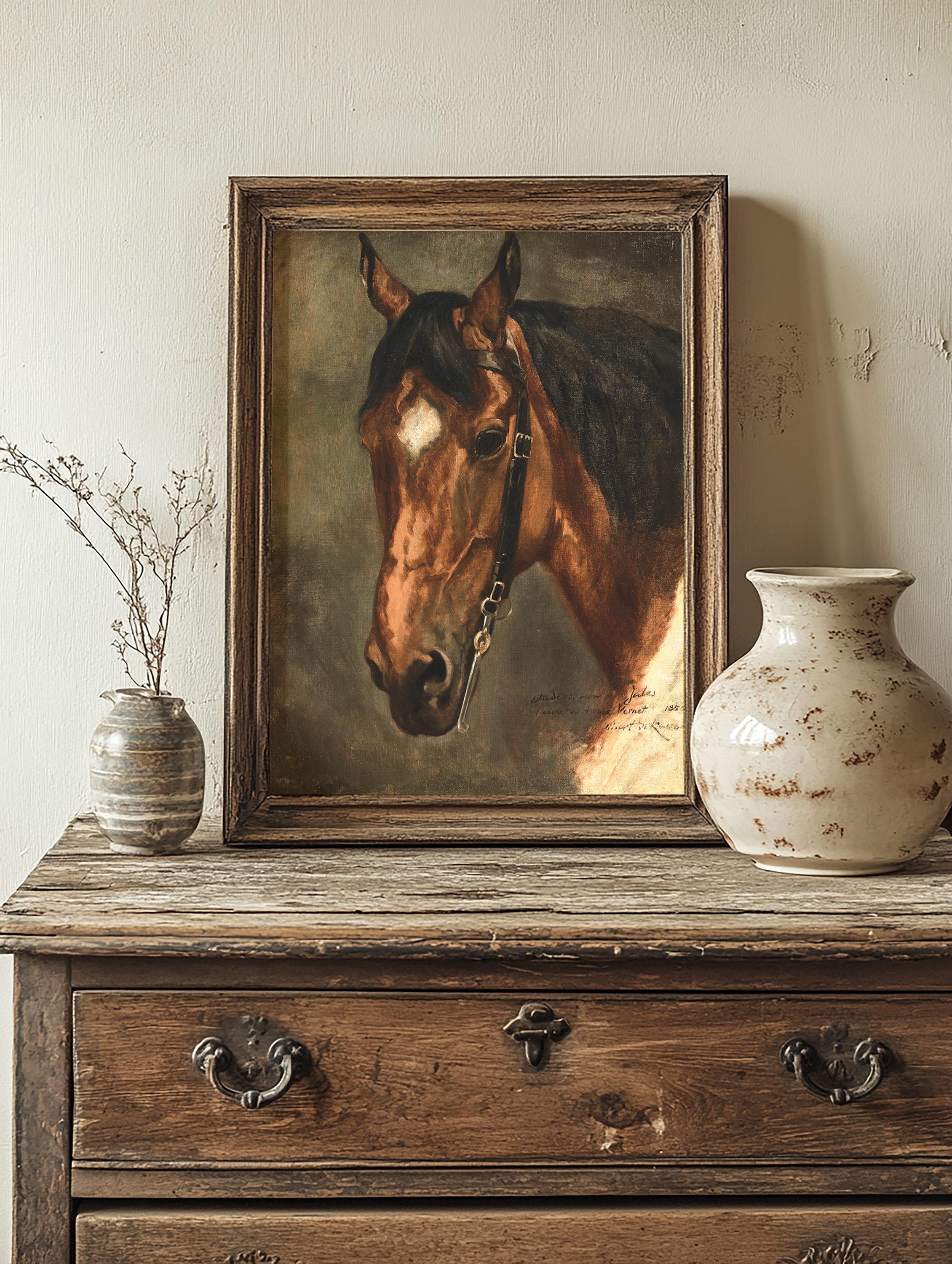 Vintage Horse Painting, Classic Equestrian Art, Farmhouse Decor / P961 ...