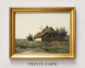 Farm Painting, Farmhouse Print, Country Landscape / P25