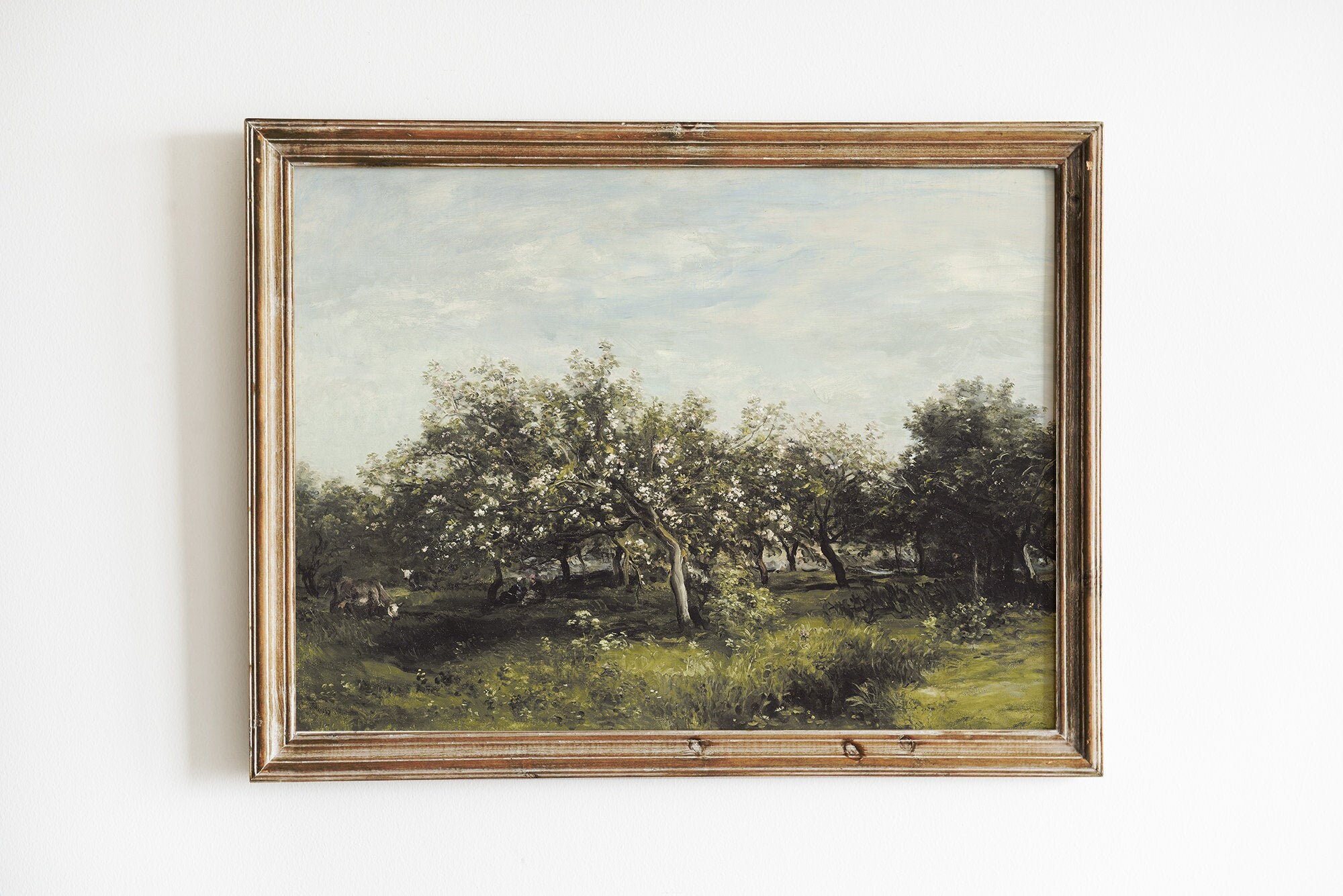 Orchard Landscape Antique Painting Meadow Landscape | Etsy