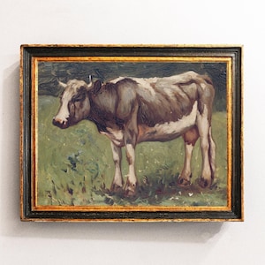 Cow Painting, Country Landscape, Vintage Cow Print, Cattle Canvas, Country Decor, Printed And Shipped / P779