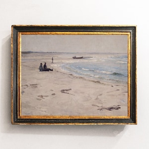 Seascape Painting, Beach Landscape, Nautical Decor, Seaside Print, Seascape Art, Vintage Print / P316