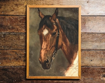 Horse Vintage Painting, Classic Equestrian Art, Farmhouse Decor / P961