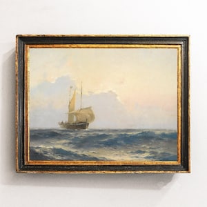 Sailing Ship Painting, Sea Painting, Beach House Decor, Seascape Print, Wall Art / P664