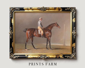 Equestrian Painting, Vintage Horse Print, Western Room Decor / P589