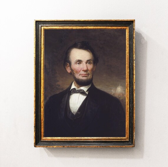 Abraham Lincoln Portrait Print, Vintage American President Art / P649