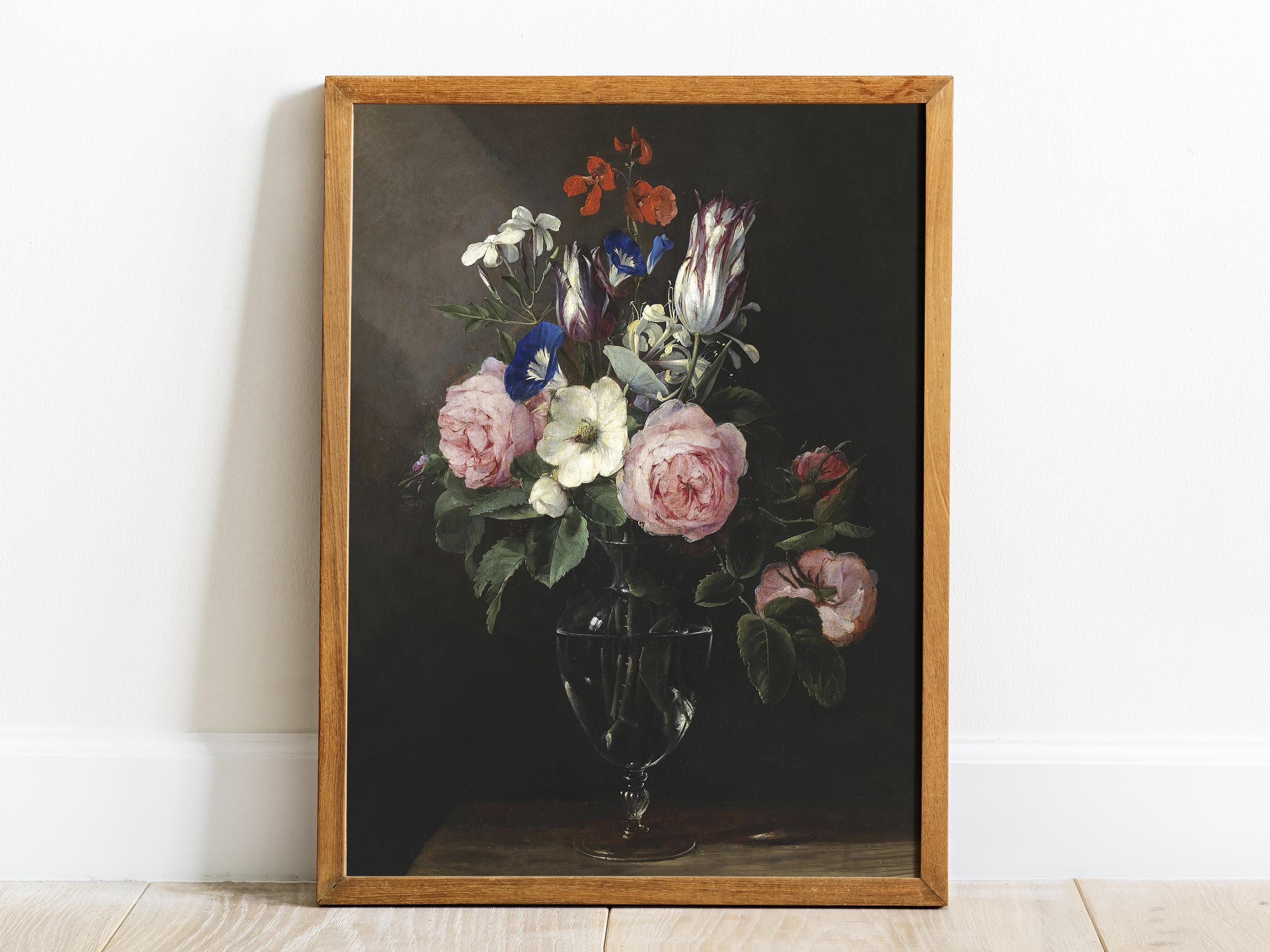 Flower Vase Vintage Painting, Floral Still Life Print, Antique Wall Art ...