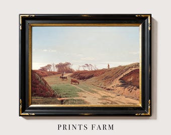Vintage Cows Painting, Countryside Decor / P470