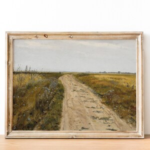 Country Landscape, Meadow Painting, Vintage Landscape Painting, Farmhouse Decor, Canvas Print / P74