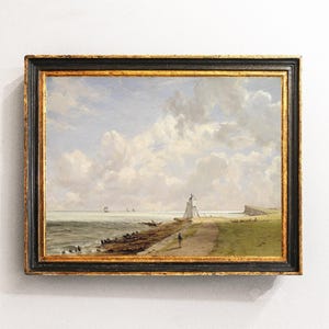 Seascape Painting, Lighthouse Painting, Lighthouse Art, Coastal Decor, Vintage Print / P280
