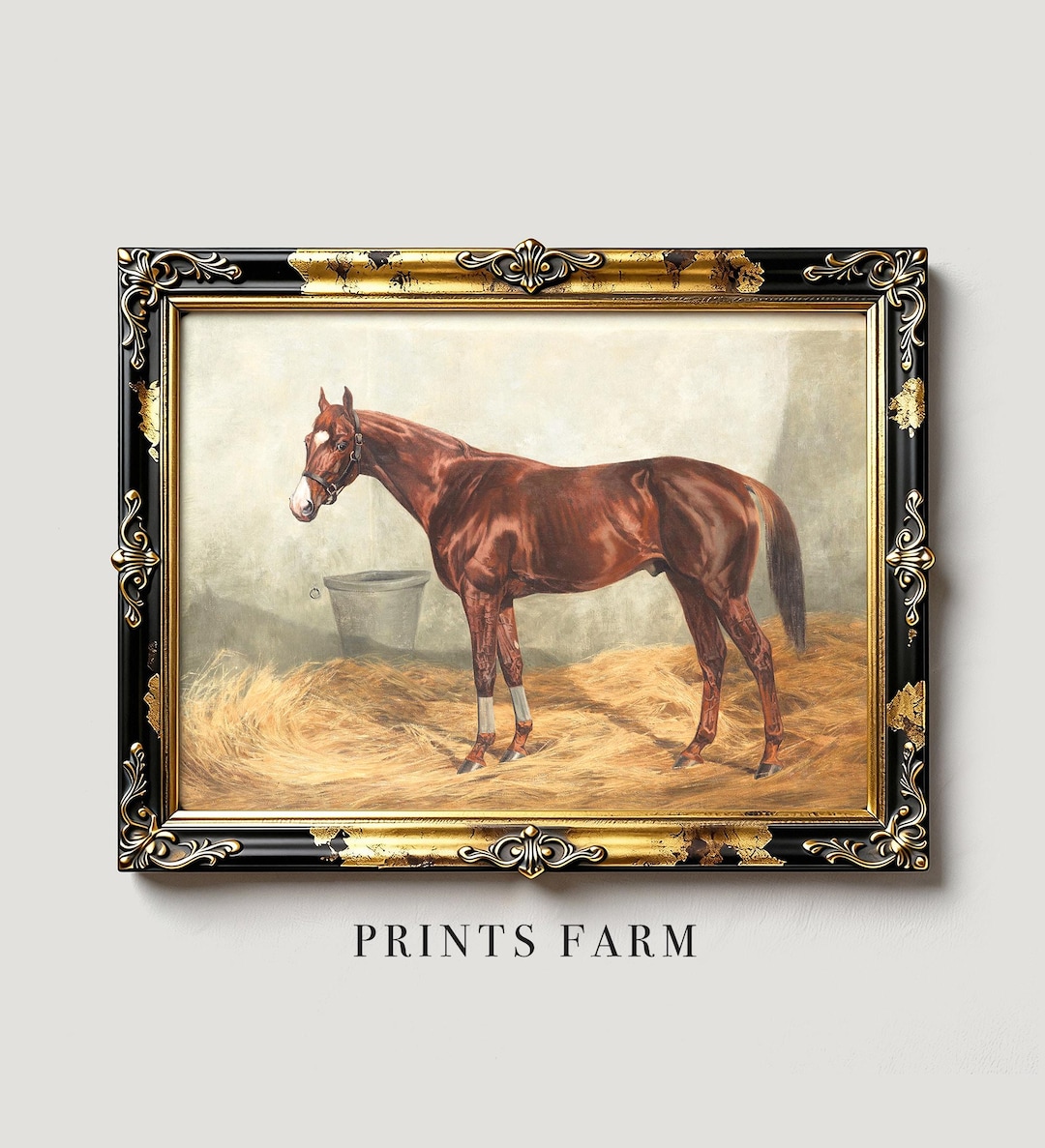 Vintage Horse Painting, Equestrian Art Print, Farmhouse Decor / P802 - Etsy