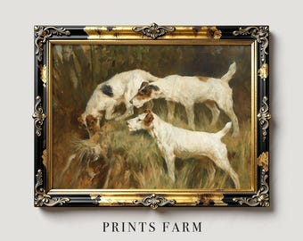 Fox Terrier Print, Dog Painting, Antique Animal Art / P975
