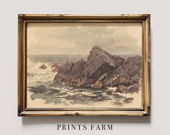 Vintage Seascape Print, Coastal Wall Art / P80