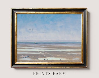 Beach Landscape Print, Coastal Seascape Art / P362