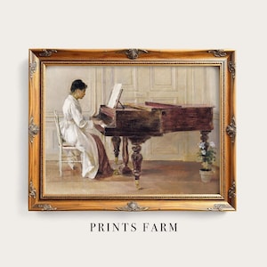 Victorian Woman at Piano, Vintage Portrait Art Print / P364