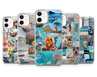 Collage Beach Phone Case Summer Cover for iPhone 15,14,13,12,11Pro,XR,XS,8+,7 Samsung A12,S20,S21 FE,S22,A40,A71,A51 Galaxy A32,A52,S10e