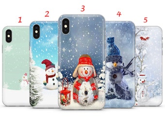 Custodia per telefono natalizia con pupazzo di neve, cover per le vacanze invernali