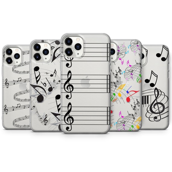 Music Notes Transparent Phone Case, Soft TPU Gel