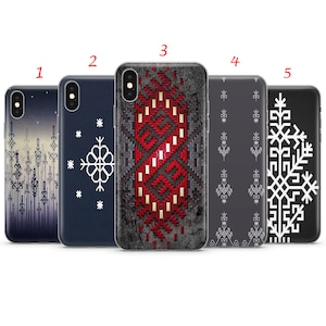 Symbole Handytasche ethnische Handyhülle passend für iPhone 15,14,6,7,8, Xr,11,13,12, Galaxy A20e,A12,A51,S10,S21,S22
