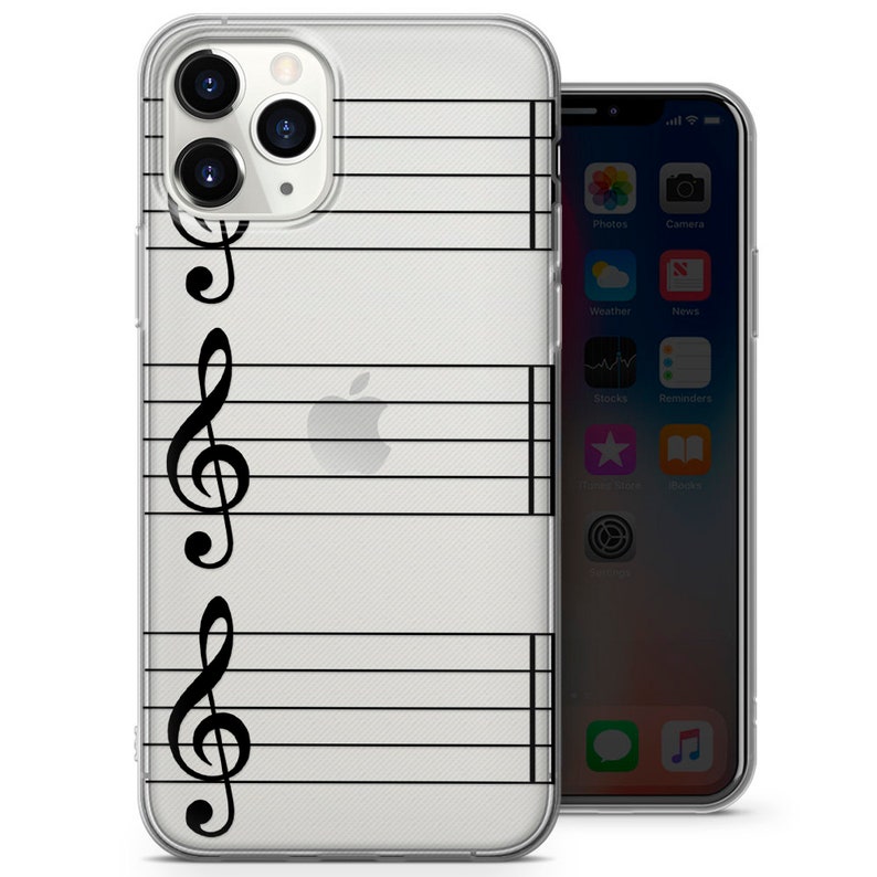 Custodia trasparente per telefono con note musicali, in morbido gel TPU. 3