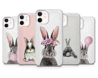 Cover per telefono con motivo a coniglio, realizzata in morbido gel TPU.
