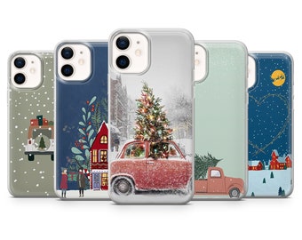 Custodia per telefono di tendenza natalizia, carina e bianca, per iPhone 15, 14, 13, 8, SE2020, 11, 12, Xs, Xr, Galaxy A20e, A51, S10, A12, A71, S21 FE, S22, A52, A32