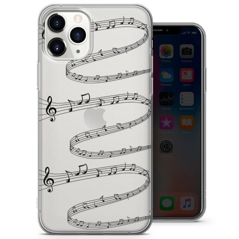 Pu&ograve; includere: Una custodia per telefono trasparente con un design di note musicali e una chiave di violino. La custodia &egrave; progettata per un iPhone.
