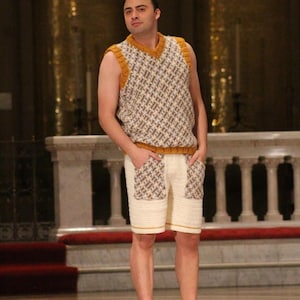 Chaleco tipo suéter de crochet para hombre hecho a mano