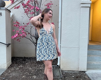 Handmade Crochet Halter Backless Dress