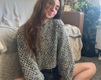 Handmade Crochet Cropped Pull-over Sweater