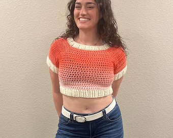 Handmade Crochet Cropped Tee