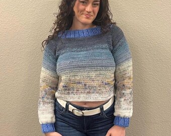 Handmade Crochet Cropped Pull-over Sweater