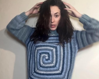 Handmade Crochet Spiral Pull-over Sweater