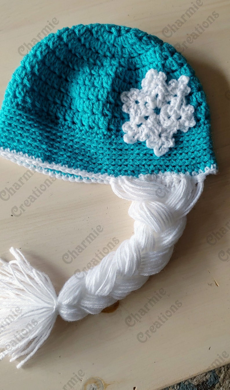 sold individually or as same size pairs Anna and Elsa inspired beanies