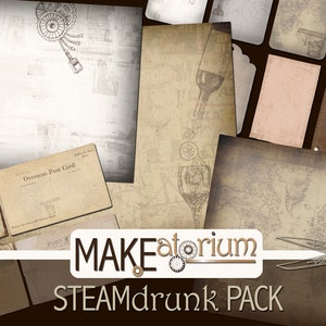 Steampunk druckbare Hintergründe, Postkarten, Tags Pack: Wein & Spirituosen Thema, Junk-Zeitschrift, Papier, Scrapbook, Handwerk, sofortigen digitalen Download