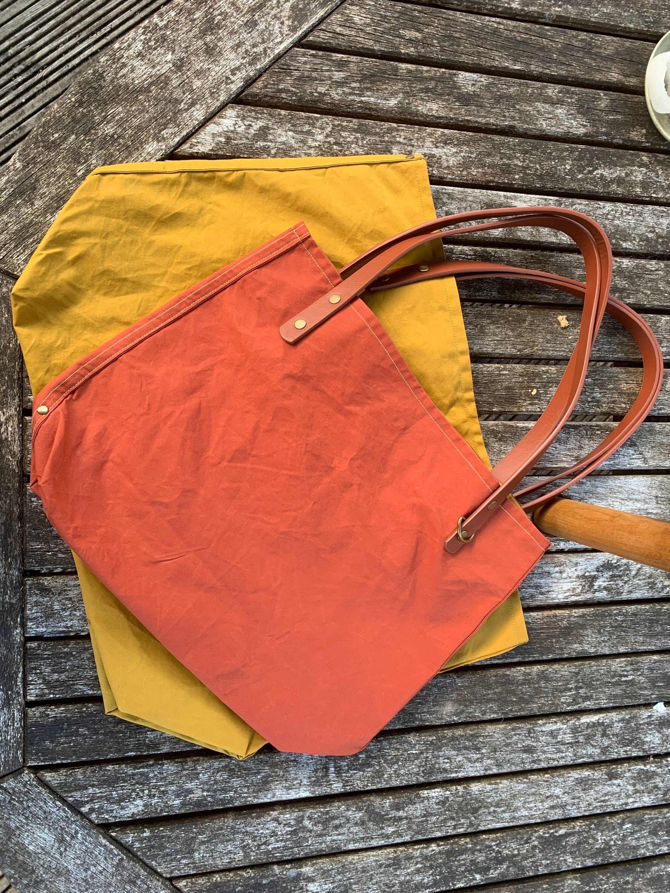 Rust Waxed cotton bag, Dry oilskin bag, everyday bag, work bag, beach bag