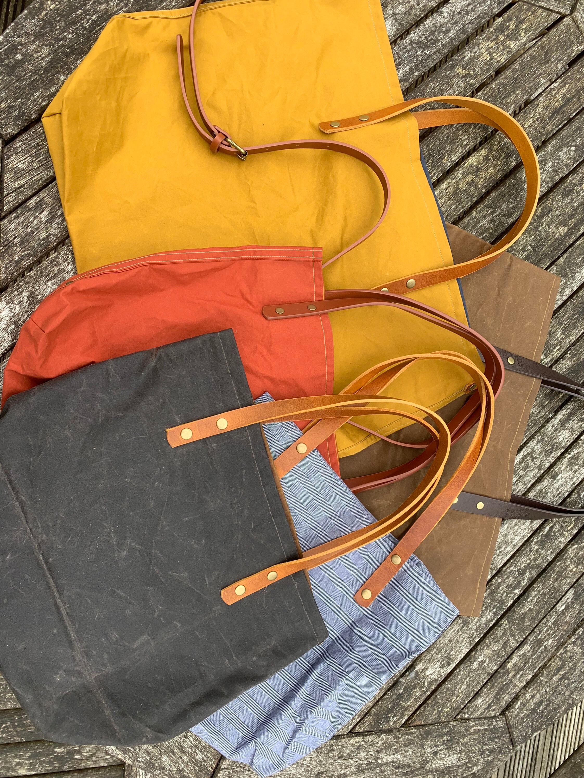 Rust Waxed cotton bag, Dry oilskin bag, everyday bag, work bag, beach bag