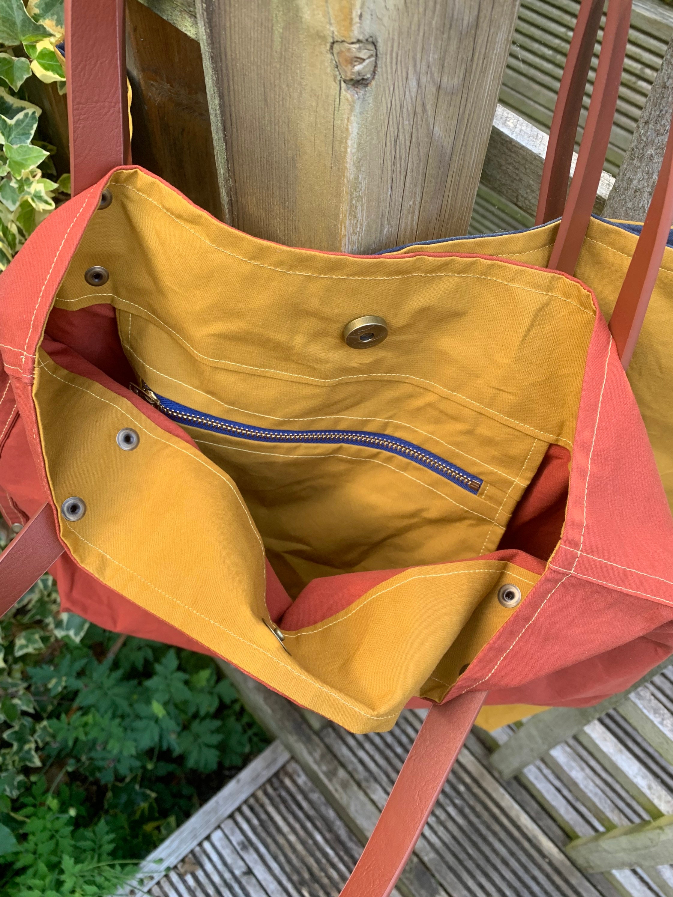 Rust Waxed cotton bag, Dry oilskin bag, everyday bag, work bag, beach bag