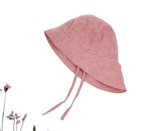 Linen sun hat summer hat baby children unisex with neck protection