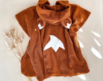 Fuchs Badeponcho für Kinder und Babys - Poncho Fuchsponcho Rostorange mit Fuchsohren und Fuchsschwanz